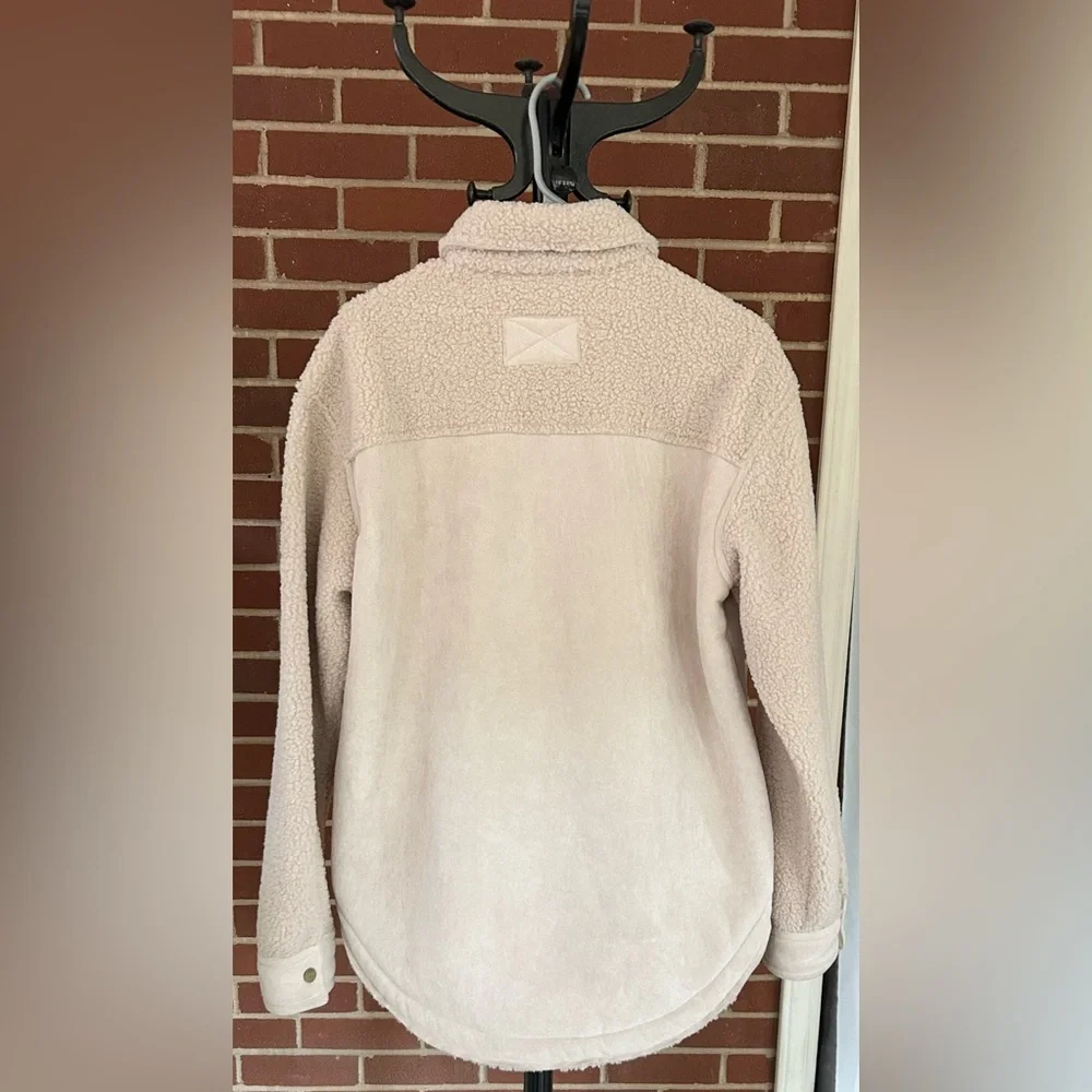 12th Tribe Teddy Sherpa Shacket Jacket Cream Beige Cozy Oversized‎ Small